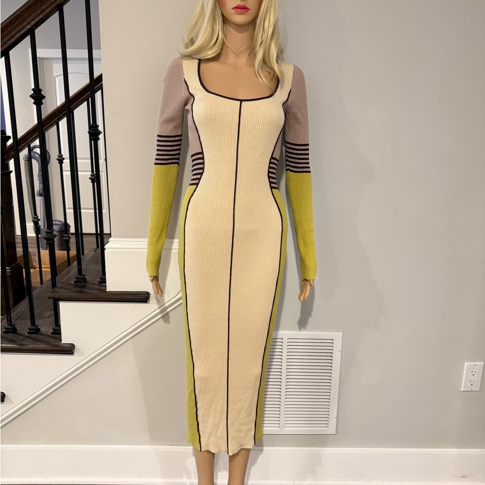 Fashion Nova Multicolor Long Sleeve Zarita Knit  Dress